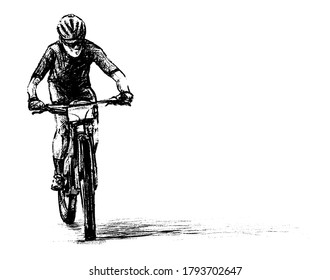 Sketch of mountain bike competition hand draw 