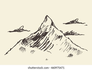 Sketch of a mountain peak, vector illustration