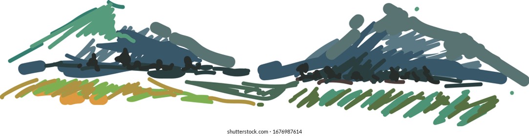 Sketch of mountains in minimalist manner