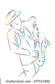 Sketch of a musician with a saxophone