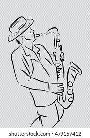 Sketch of a musician with a saxophone