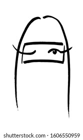 Sketch of a Muslim woman. A Muslim woman in a burqa. Eyes. Wink. Illustration vector