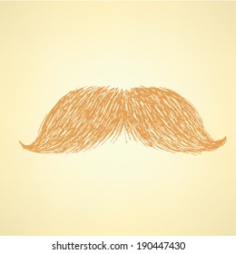 Sketch mustache, vector vintage background