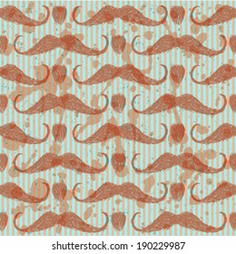 Sketch mustache, vector vintage seamless pattern