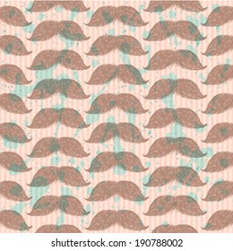 Sketch mustache, vector vintage seamless pattern
