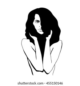 Sketch Naked Girl Covered Hair Vector Stock Vector Royalty Free My Xxx Hot Girl