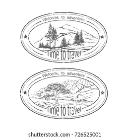 Sketch of nature with mountains