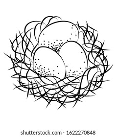 Sketch nest eggs ink easter