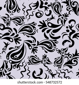 Sketch in neutral and black colors. Vector illustration. Vivid repeating floral - For easy making seamless pattern use it for filling any contours.