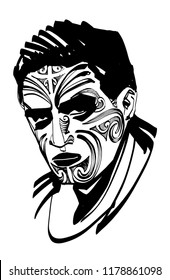 sketch New Zealand Maori face