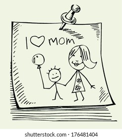 sketch note papers with pushpins.