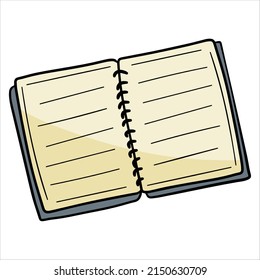 Skizze des Notebooks mit leerem Blatt. Vektorgrafik mit handgezeichnetem Notizblock auf einer Seite