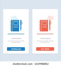 Sketch Notebook, Drawing, Notebook, Pencil, Sketch  Blue and Red Download and Buy Now web Widget Card Template