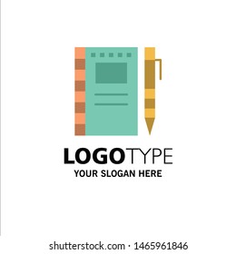 Sketch Notebook, Drawing, Notebook, Pencil, Sketch Business Logo Template. Flat Color. Vector Icon Template background