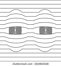 A sketch in a notebook sheet of stylized eyes in even white color. Vector. For printing on paper, textiles, banners. For website and wallpaper