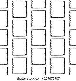 Sketch notebook with spiral,vintage seamless pattern
