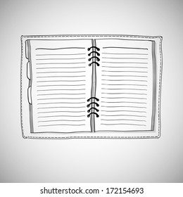 Sketch of notebook. Vector illustration with hand drawn notepad with page