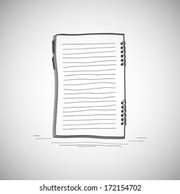Sketch of notebook. Vector illustration with hand drawn notepad with page