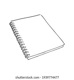Sketch of notebook. Vector illustration with hand drawn leaf of notebook. Clip art. Notepad with clear page