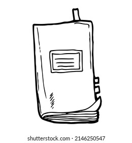 Sketch of notebook. Vector illustration with hand drawn leaf of notebook. Clip art. Notepad with clear page