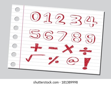 sketch  numbers and mathematics symbols