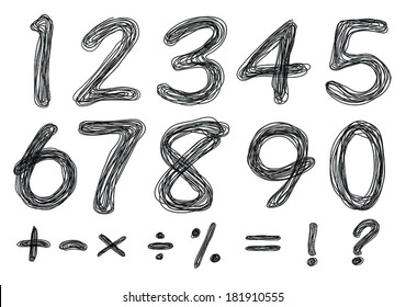 Sketch Numbers And Mathematics Symbols 