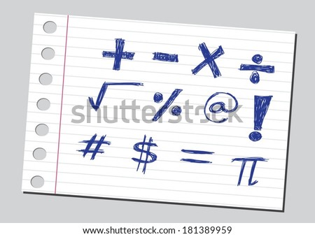 sketch  numbers and mathematics symbols