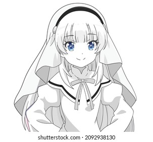 SKetch of Nun anime girl