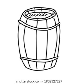 Sketch Of An Oak Barrel. Vector Element For The Design.