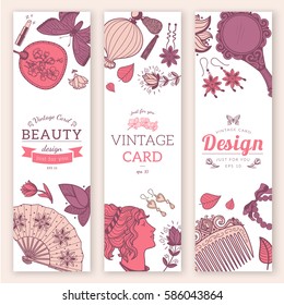Sketch objects composition. Vintage design for banner or invitation. Vector template.