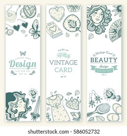 Sketch objects composition. Vintage design for banner or invitation. Vector template.