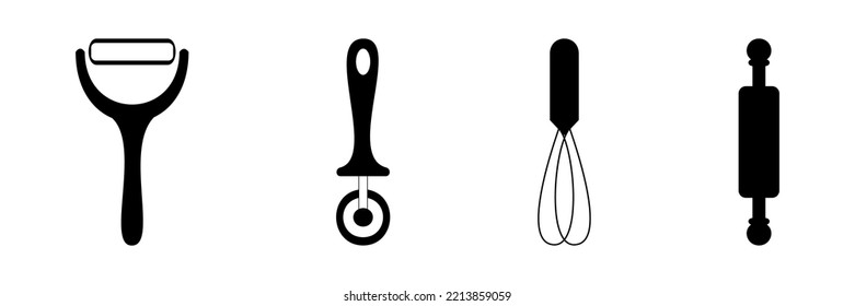  Esbozo de objetos y utensilios de cocina sobre papel cuadrado. objetos vectoriales en la cocina sobre fondo blanco.