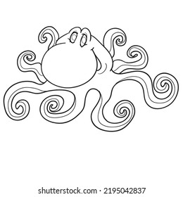 sketch octopus character, coloring book, isolated object on white background, vector illustration, eps