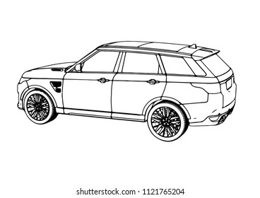 Sketch Offroad Car Vector Stock Vector (Royalty Free) 1121765204 ...