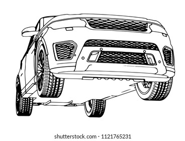 sketch of an off-road car vector