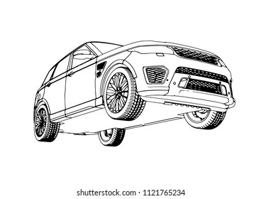 sketch of an off-road car vector