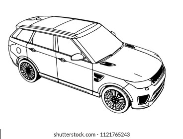 Sketch Offroad Car Vector Stock Vector (royalty Free) 1121793206