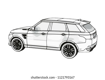 Contour Drawing Suv Skoda Karoq Stock Vector (Royalty Free) 1928127749 ...