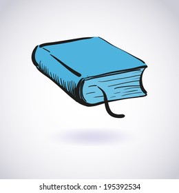 sketch of old book, stylized vector icon. Hand-drawn