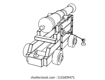 sketch of an old cannon vector