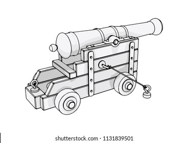 sketch of an old cannon vector