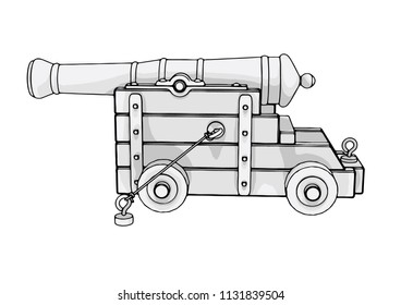 sketch of an old cannon vector