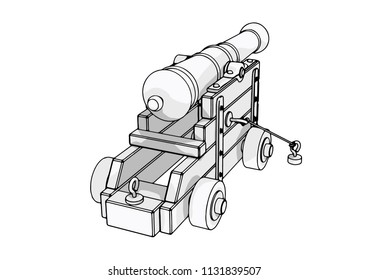 sketch of an old cannon vector