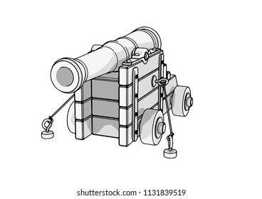 sketch of an old cannon vector