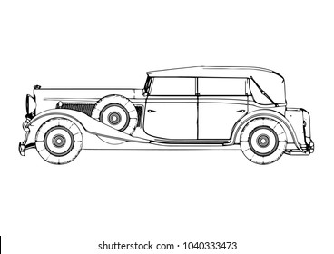 sketch of old car vector