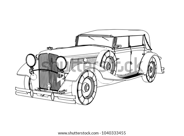 Sketch Old Car Vector Stock Vector (Royalty Free) 1040333455 | Shutterstock