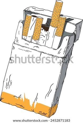 sketch of a old cigarettes pack on white background, isolated