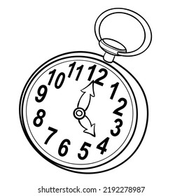 sketch of old clock, coloring book, isolated object, vector illustration, cartoon illustration, eps