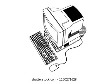 sketch of old computer vector