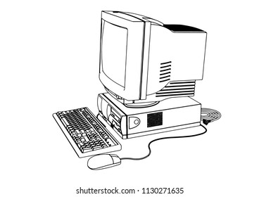 sketch of old computer vector
